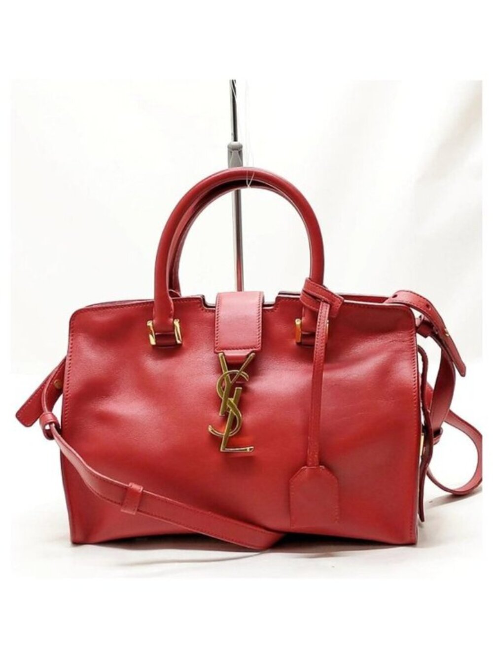 Authentic Saint Laurent Cabas ChYc Red Leather Satchel Crossbody Bag - Picture 2 of 16
